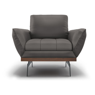 Fauteuil "Olivier" en cuir véritable gris foncé