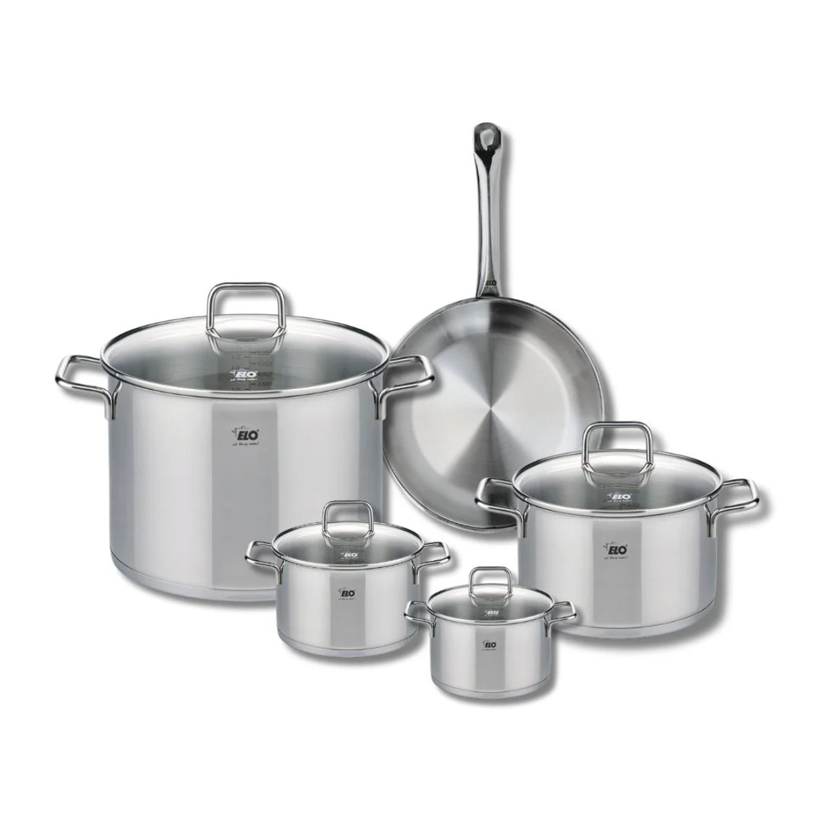 Ensemble de 1 Poêle de cuisson 24 cm et 4 faitouts Elo Profi Citrin