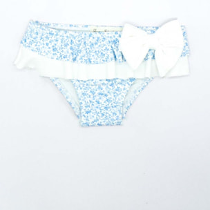 CULETÍN FLORECITAS AZULES CON VOLANTE Y LAZO BLANCO