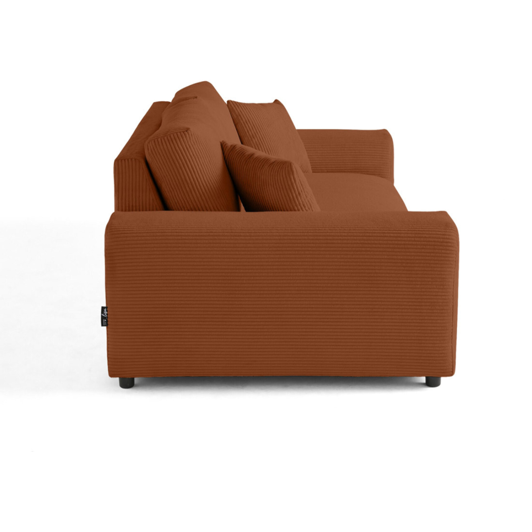 Garance - canapé droit 3 places - en velours côtelé - Terracotta