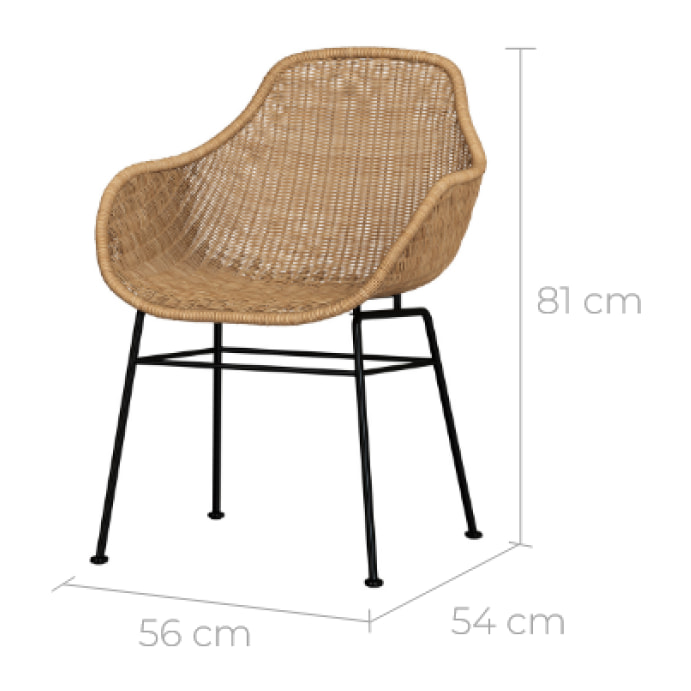 Chaise en résine tressée naturelle (lot de 2) - Carmela