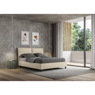 Cama sin somier acolchada 160x210 cuero sintético gris paloma Sleeper