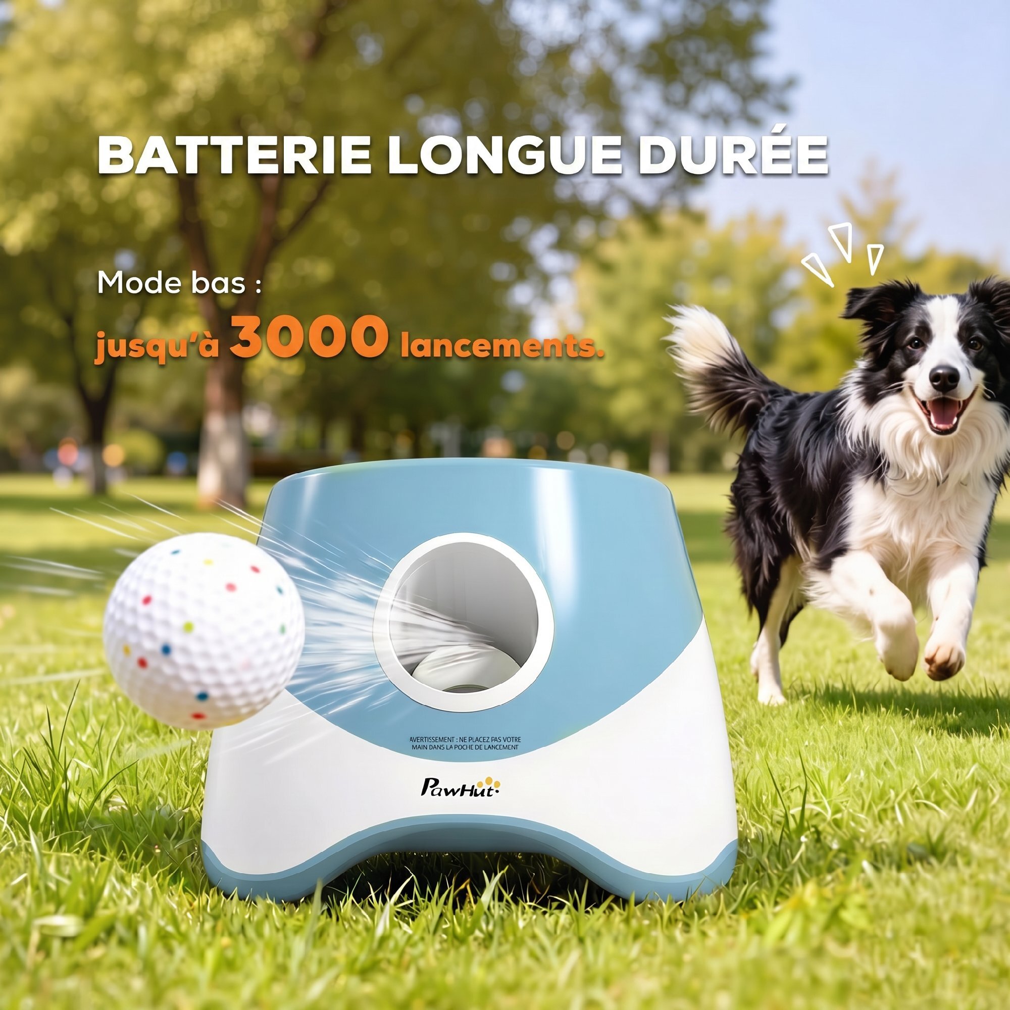 Lanceur de balles automatique pour chien 5 balles ETPU bleu