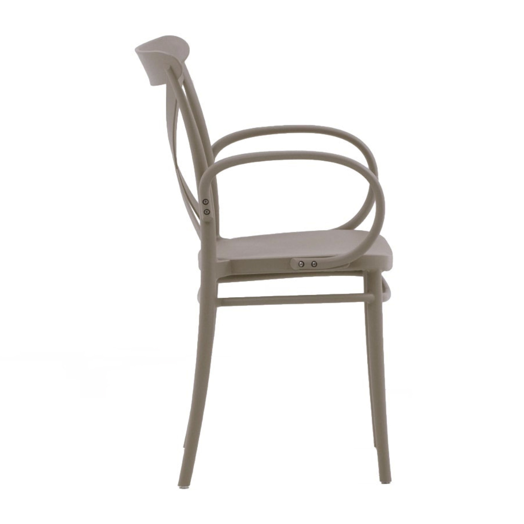 Set di 2 sedie RIO in polipropilene tortora con braccioli, impilabili