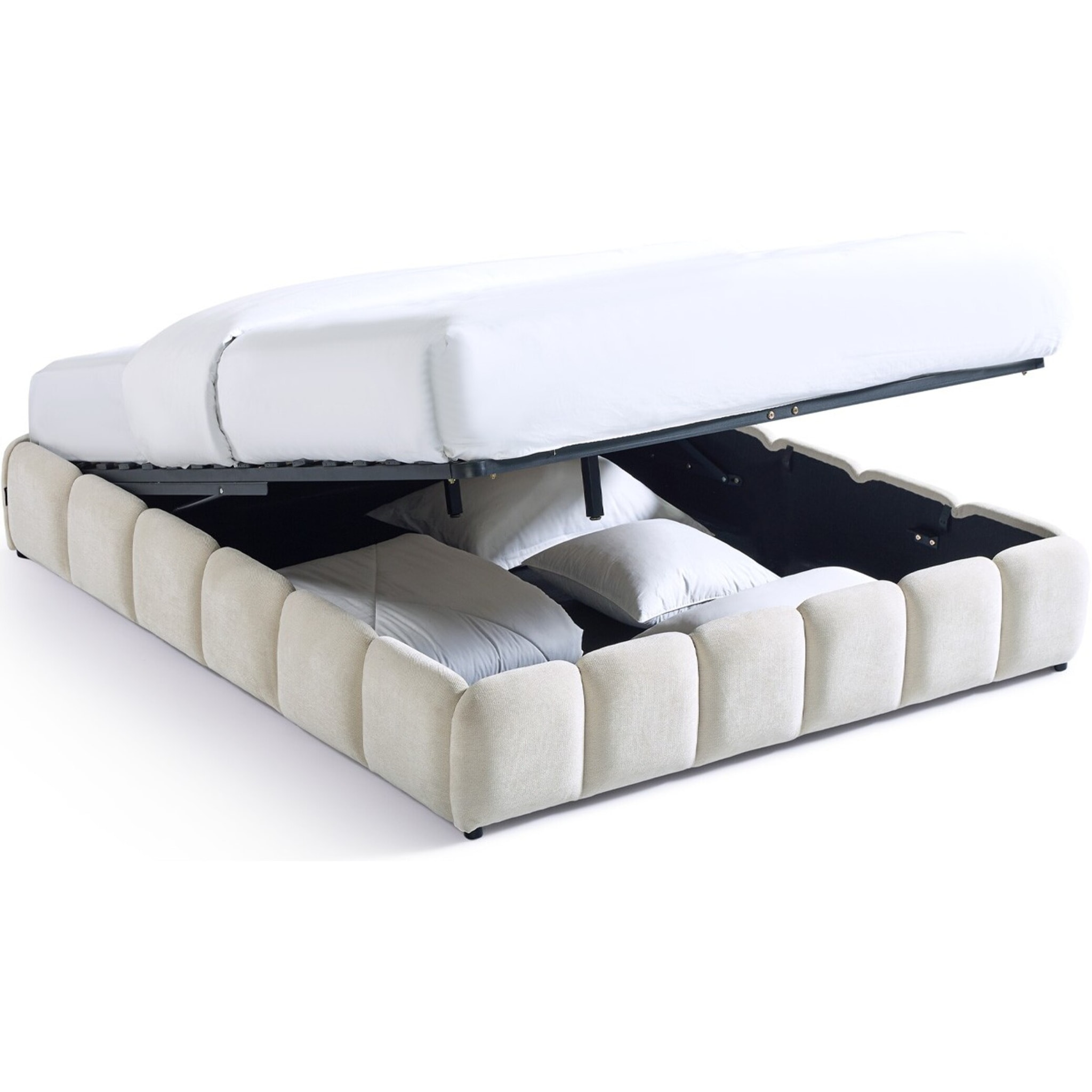 Lit coffre adulte en tissu chenille - NILSA