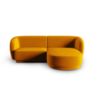 Canapé d'angle droit modulable ''Lionel'' 3 places en velours jaune