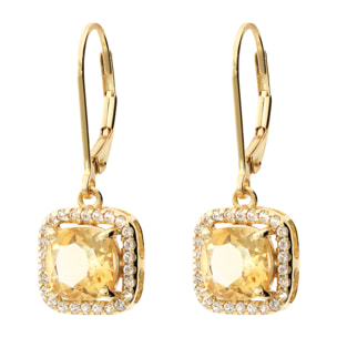 Orecchini Pendenti in Argento 925 placcato Oro Giallo 18Kt con Citrino e Topazio Bianco