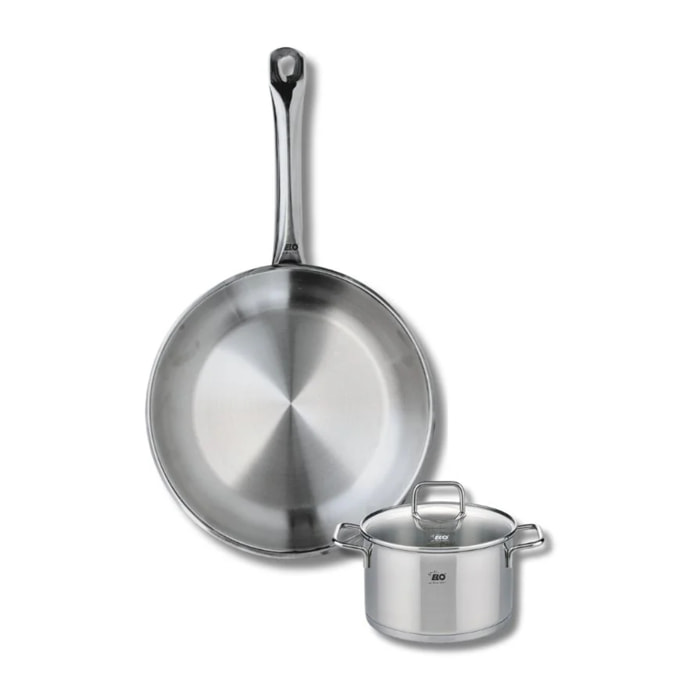 Ensemble de 1 Poêle de cuisson 28 cm et 1 faitout 14 cm Elo Profi Citrin