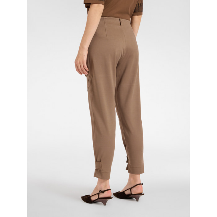 Elena Mirò - Pantalón con bolsillo y tirantes en la parte inferior. - Marrón