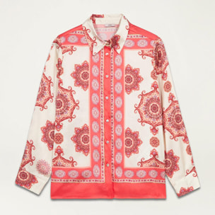 Oltre - Camisa de raso estampado - Rojo