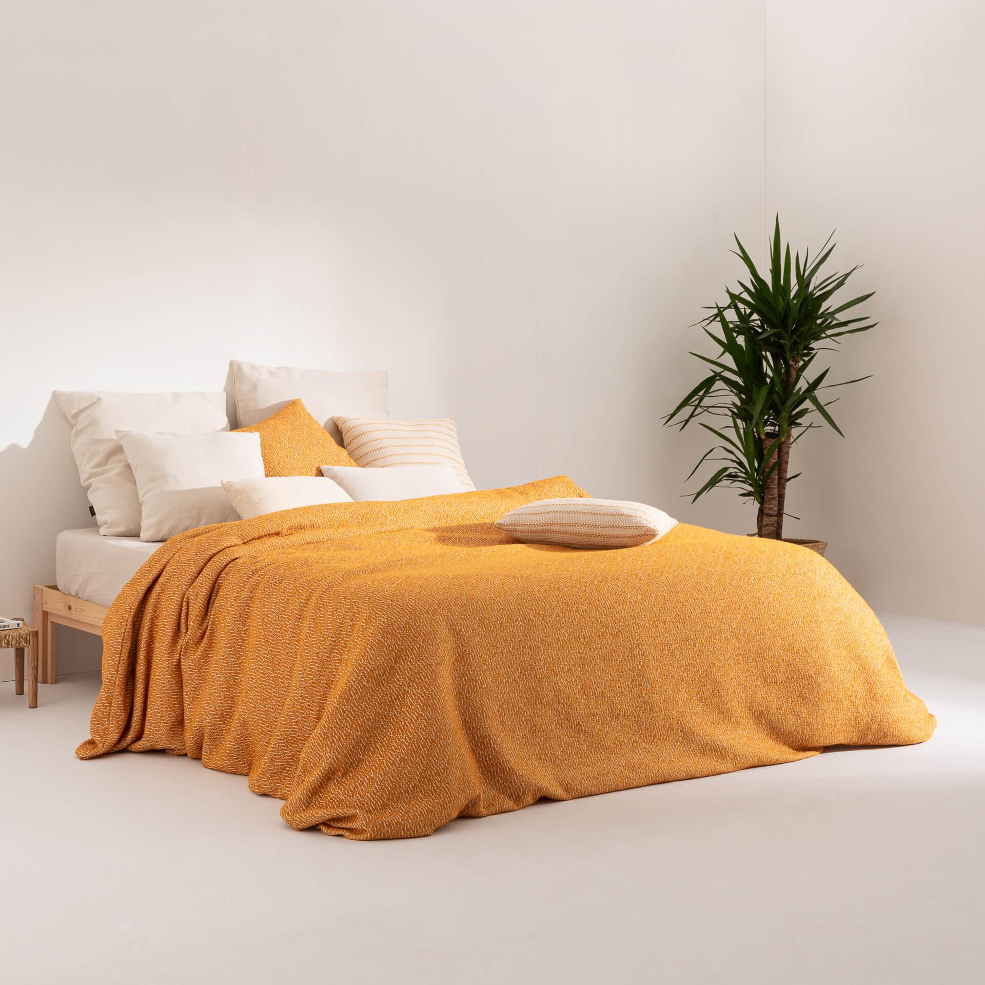 Housse de couette jacquard Benisa Ocre