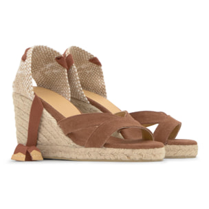 Sandalia bailey cuña 9 cm en algodón orgánico lavado