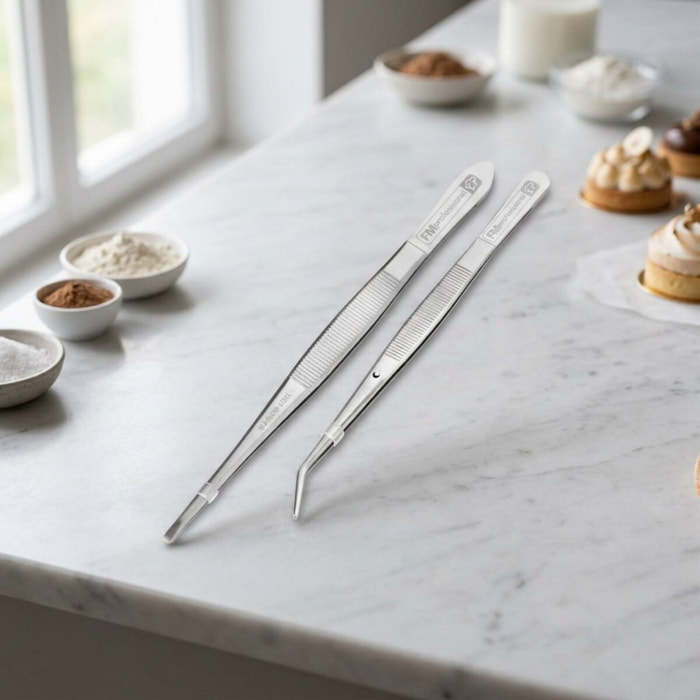 Lot de 2 pinces à dresser inox 18 et 15,5 cm FM Professional Pâtisserie