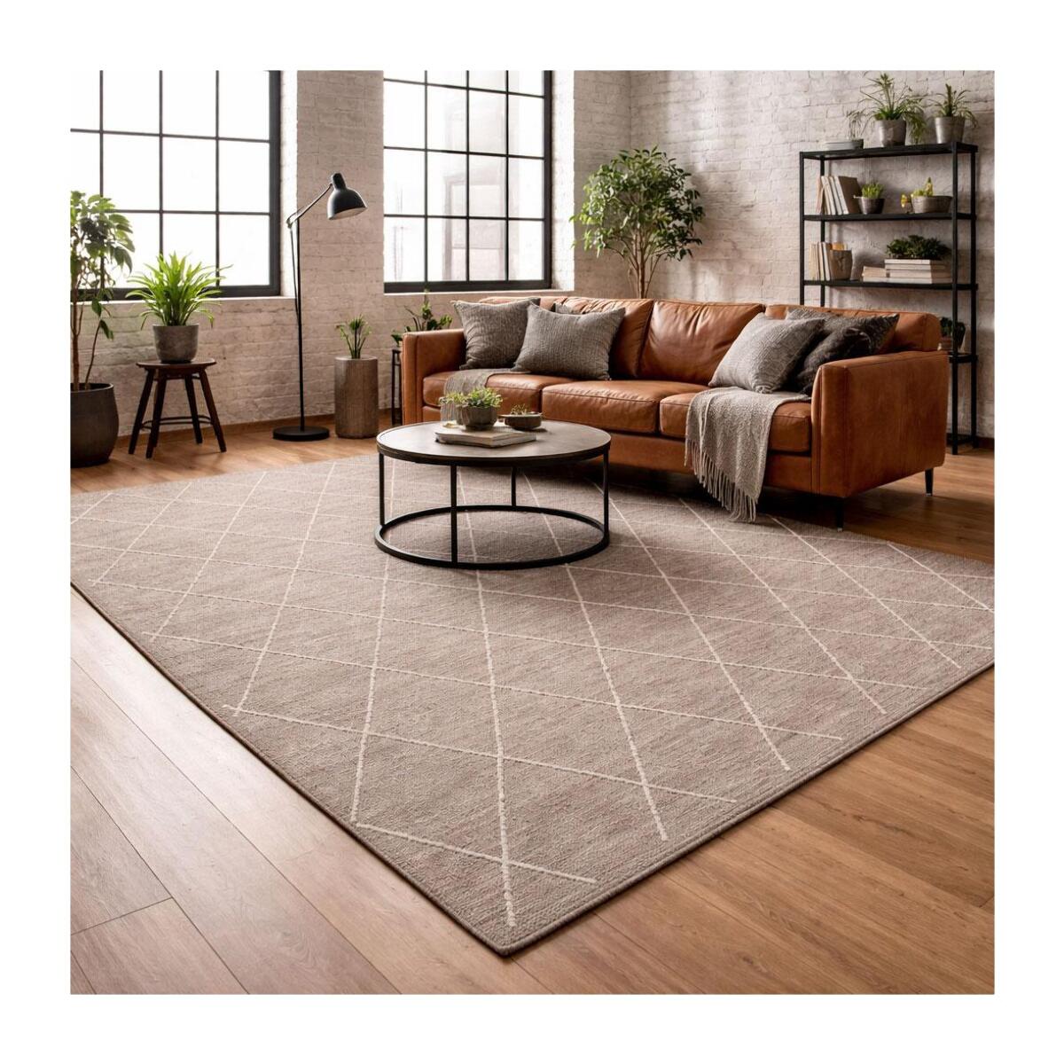 Tapis salon et chambre tissé en coton motif scandinave JABI