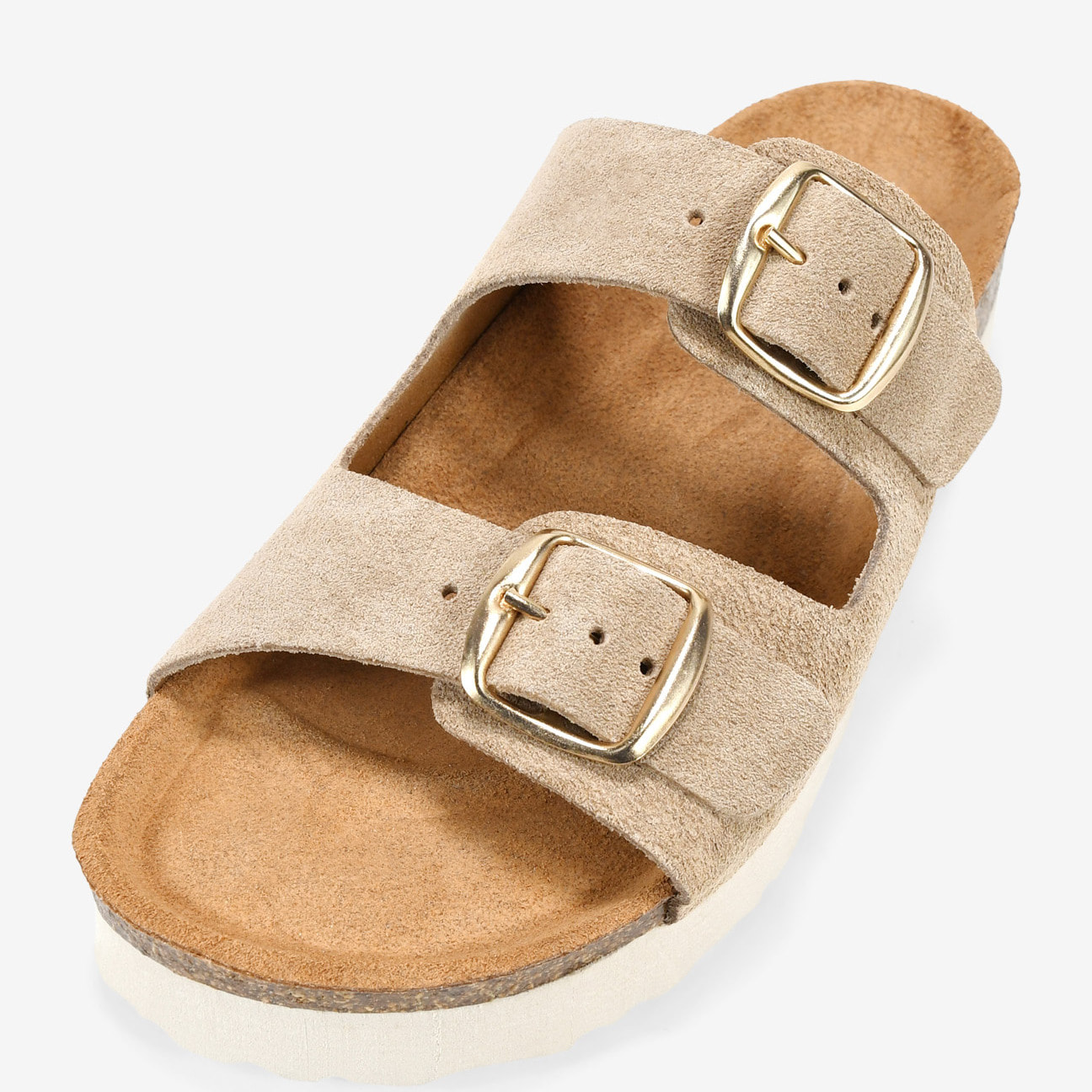 Sandalias de piel arena con hebillas