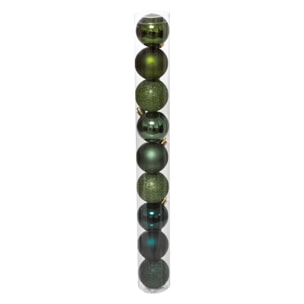 Lot de 9 boules D.6cm olive