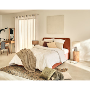 Goyave - lit coffre - 140x190 - en tissu - sommier inclus - Terracotta