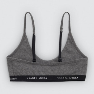 Top giovanile in cotone grigio antracite