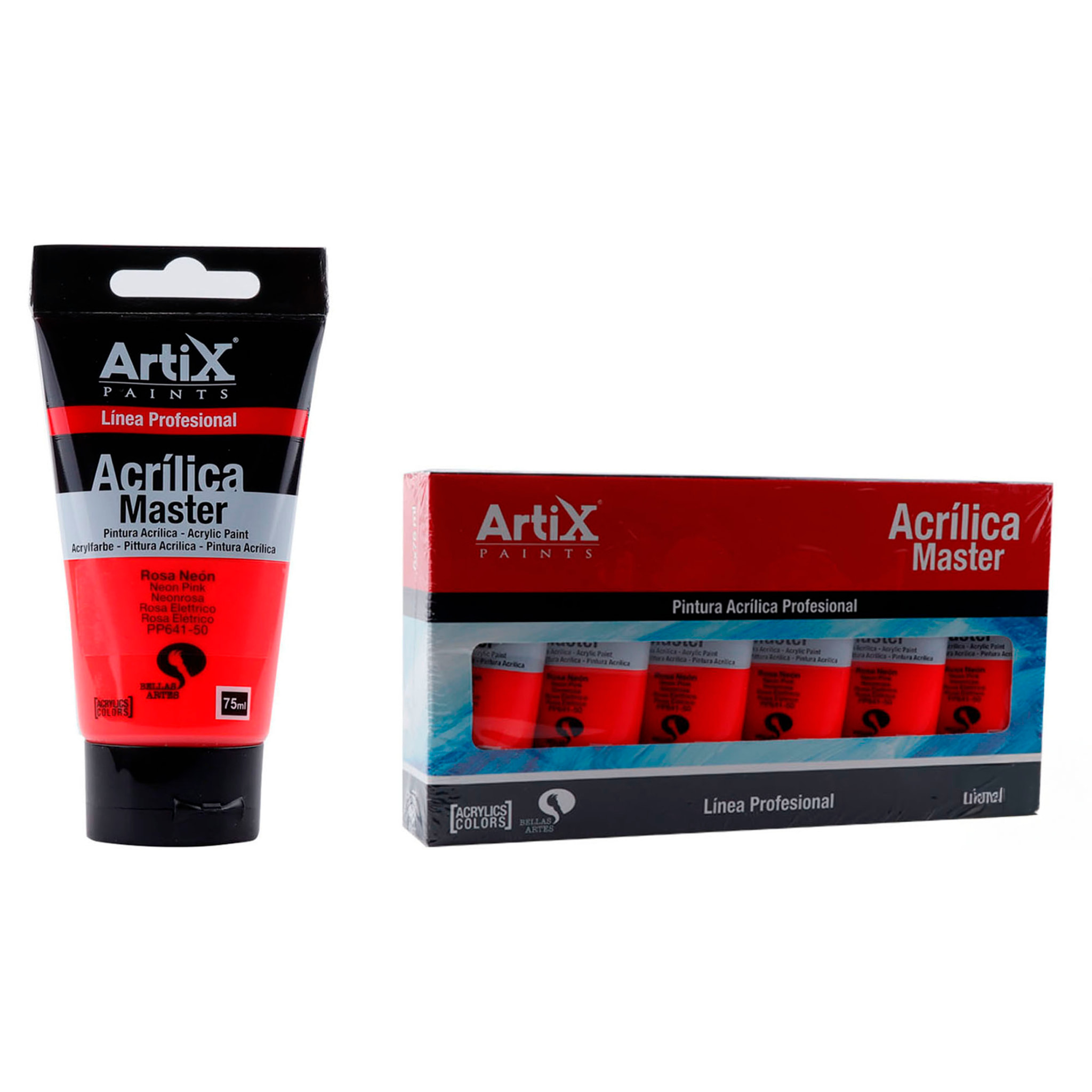 Pack 6 Uds. PINTURA ACRÍLICA EXPERT 75 ml ROSA NEÓN