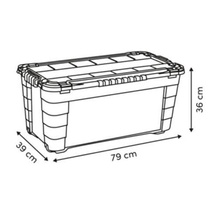 Boîte de rangement rectangulaire Block'it 80L transparent