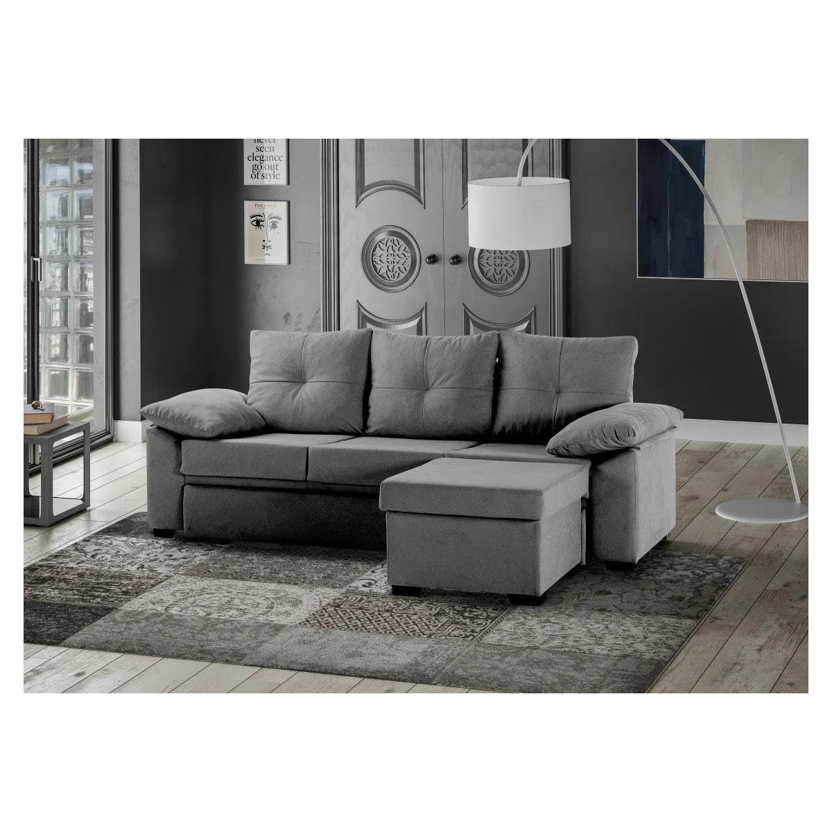 Chaiselongue Reversible Panama Gris