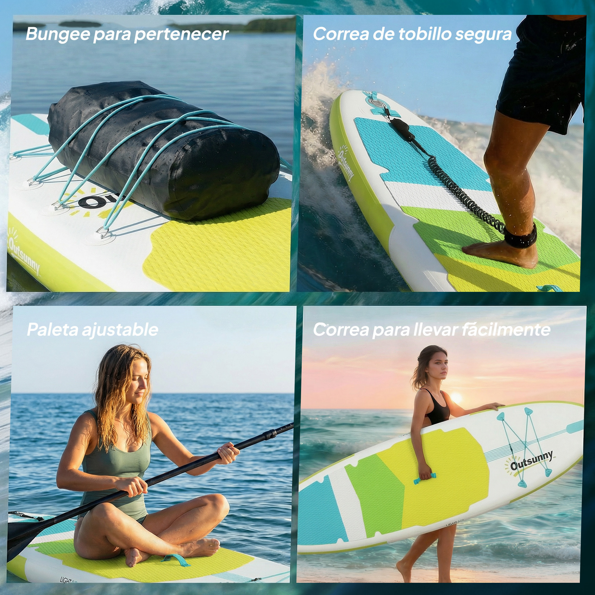 Tabla Paddle Surf Hinchable con Accesorios, 320 cm, Remo de Aluminio Ajustable, Quilla, Stand Up Paddle Board con Superficie Antideslizante de EVA, Bomba y Mochila, Carga 160 kg, para Adultos
