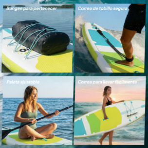 Tabla Paddle Surf Hinchable con Accesorios, 320 cm, Remo de Aluminio Ajustable, Quilla, Stand Up Paddle Board con Superficie Antideslizante de EVA, Bomba y Mochila, Carga 160 kg, para Adultos