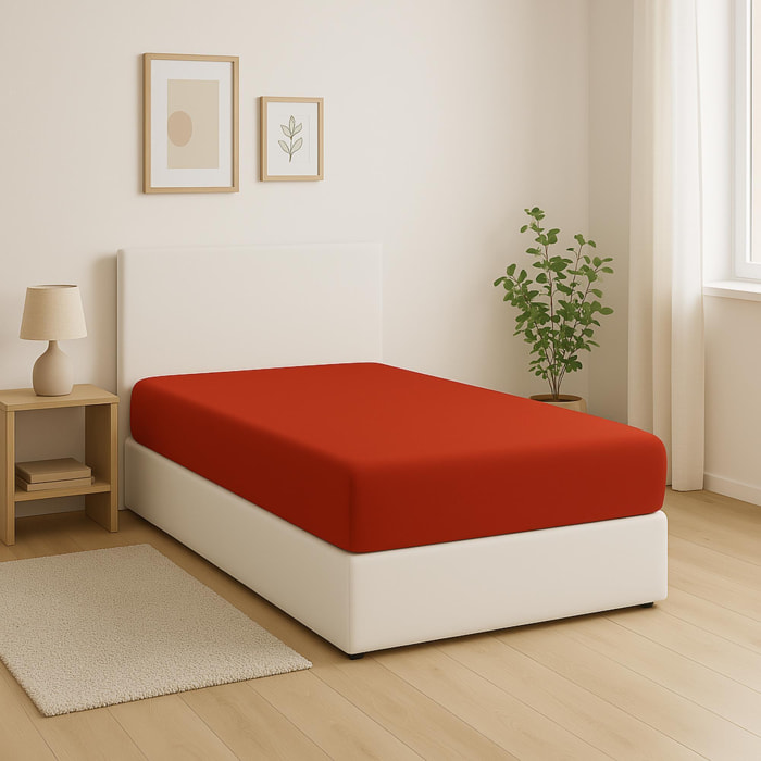 Sábana bajera para cama en color rojo rainbow benetton