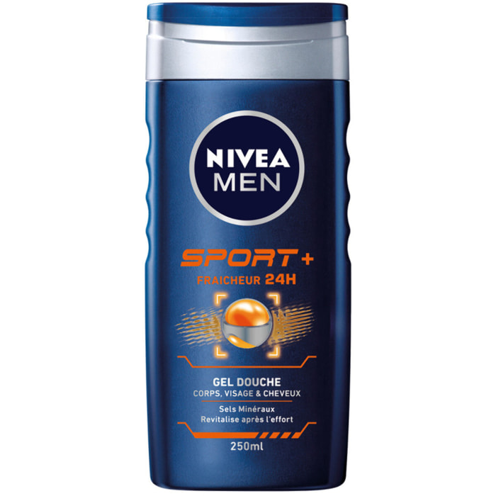 Pack de 3 - NIVEA MEN - Gel douche 3en1 Sport+ 250ml