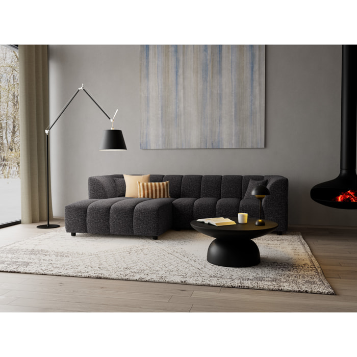 Curtis - canapé d'angle gauche 4 places avec accoudoir en tissu texturé - Gris foncé