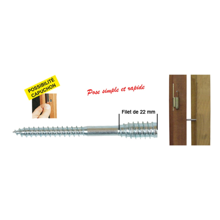 Boîte 100 Vis top roc bois ING FIXATIONS - 6x150 mm - Fil.22 mm + chevilles - A43040