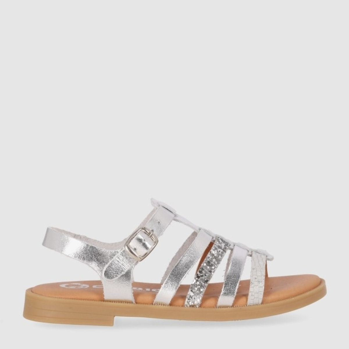 Sandalias de Piel - Plata - Tacón: Bajo