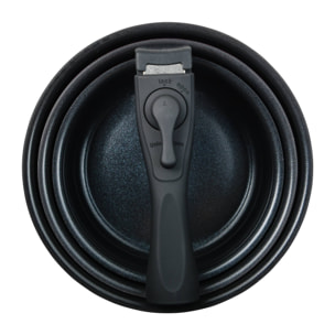 juego de 3 cazos ø16ø18ø20cm aluminio prensado en 3 colores + mango extraíble