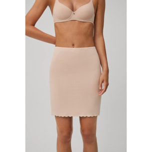 Gonna combinata beige tagliata al laser