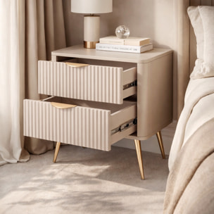 Comodino Moderno Con 2 Cassetti Con Piedini Alti Zona Notte 63,2 x 38 x 55,3 cm Beige