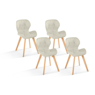 Chaises Gatsby en tissu et pieds bois - Beige