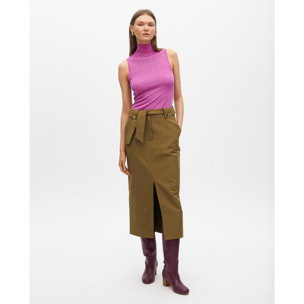 Top senza maniche collo alto in maglia