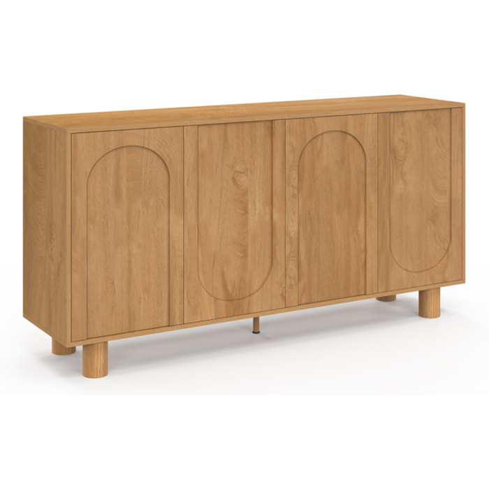 Buffet Arlo 4 portes effet chêne 160cm