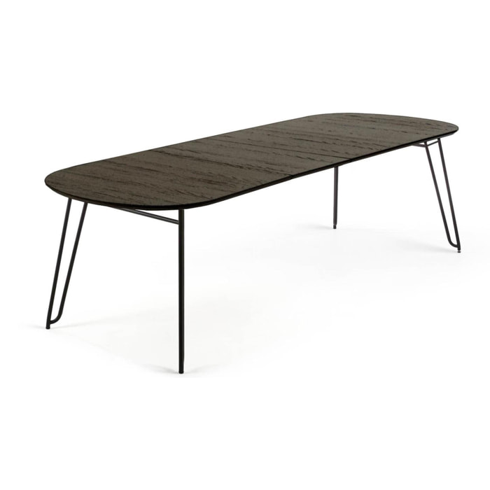 Mesa extensible Milian 140 (220) x 90 cm chapa de fresno patas de acero acabado negro