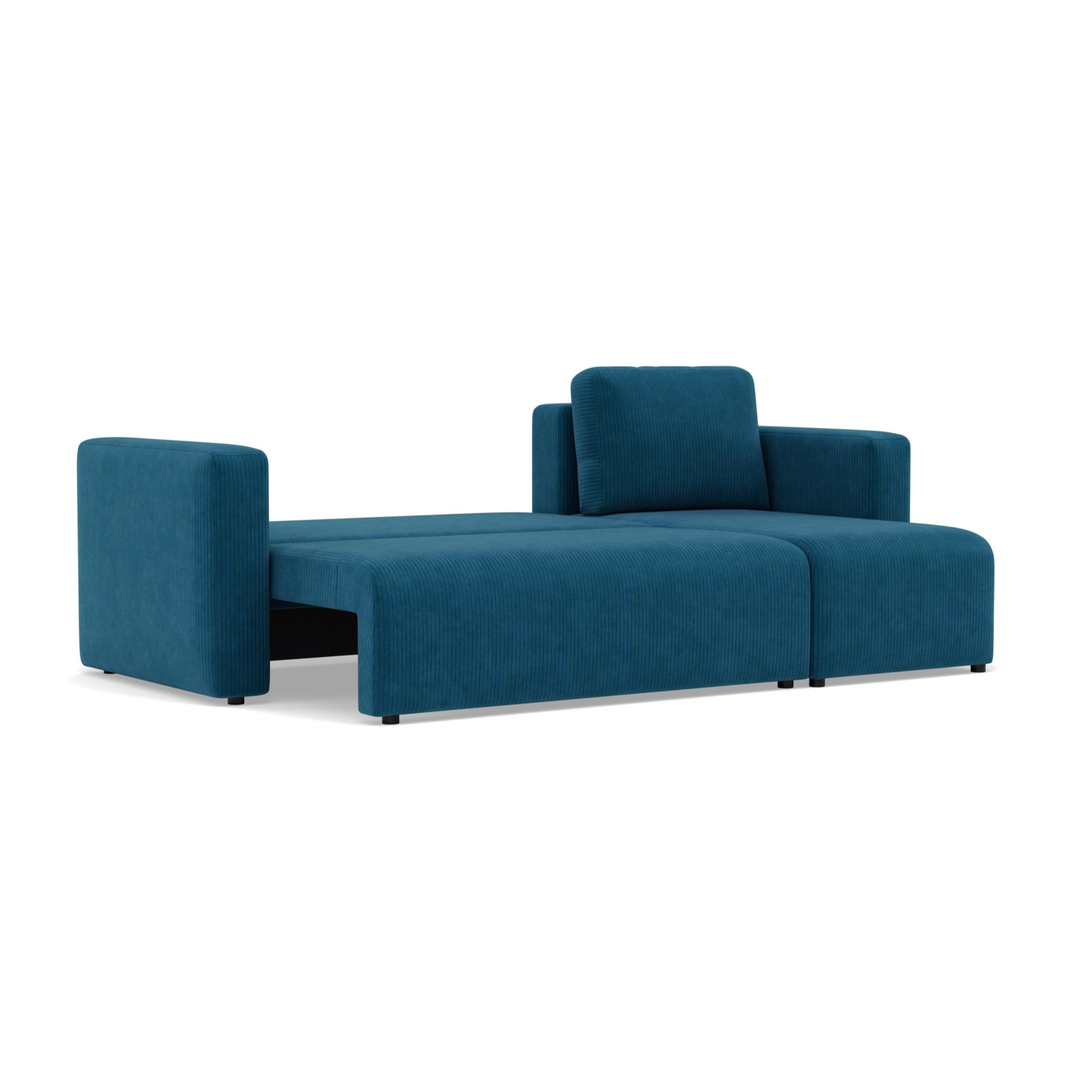 Canopy - canapé d'angle réversible 4 places convertible avec coffre en velours côtelé - Bleu
