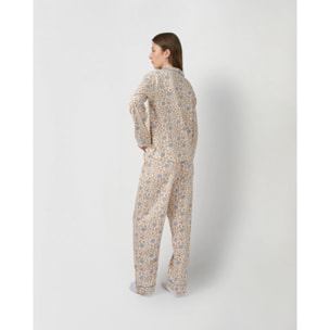 Pigiama lungo camicia in cotone gaia blu