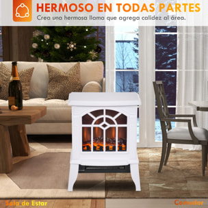 Chimenea Eléctrica 1000 W/2000 W Chimenea Decorativa con Temperatura Ajustable LED Llamas y Protección Sobrecalentamiento para 15-20 ãŽ¡ 36,5x24x46 cm Blanco