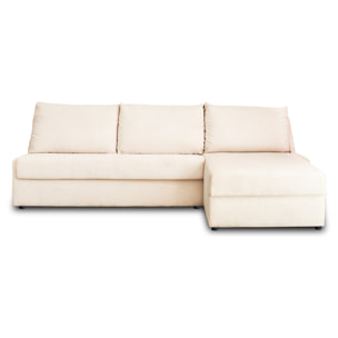 Palmira - canapé d'angle droit - 4 places - convertible couchage quotidien - matelas 14 cm - en velours côtelé - Beige