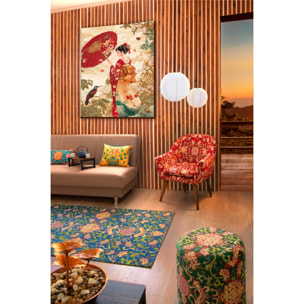 Pouf contenitore Excelsa La Via Della Seta velluto e legno 39x39x43 cm multicolore