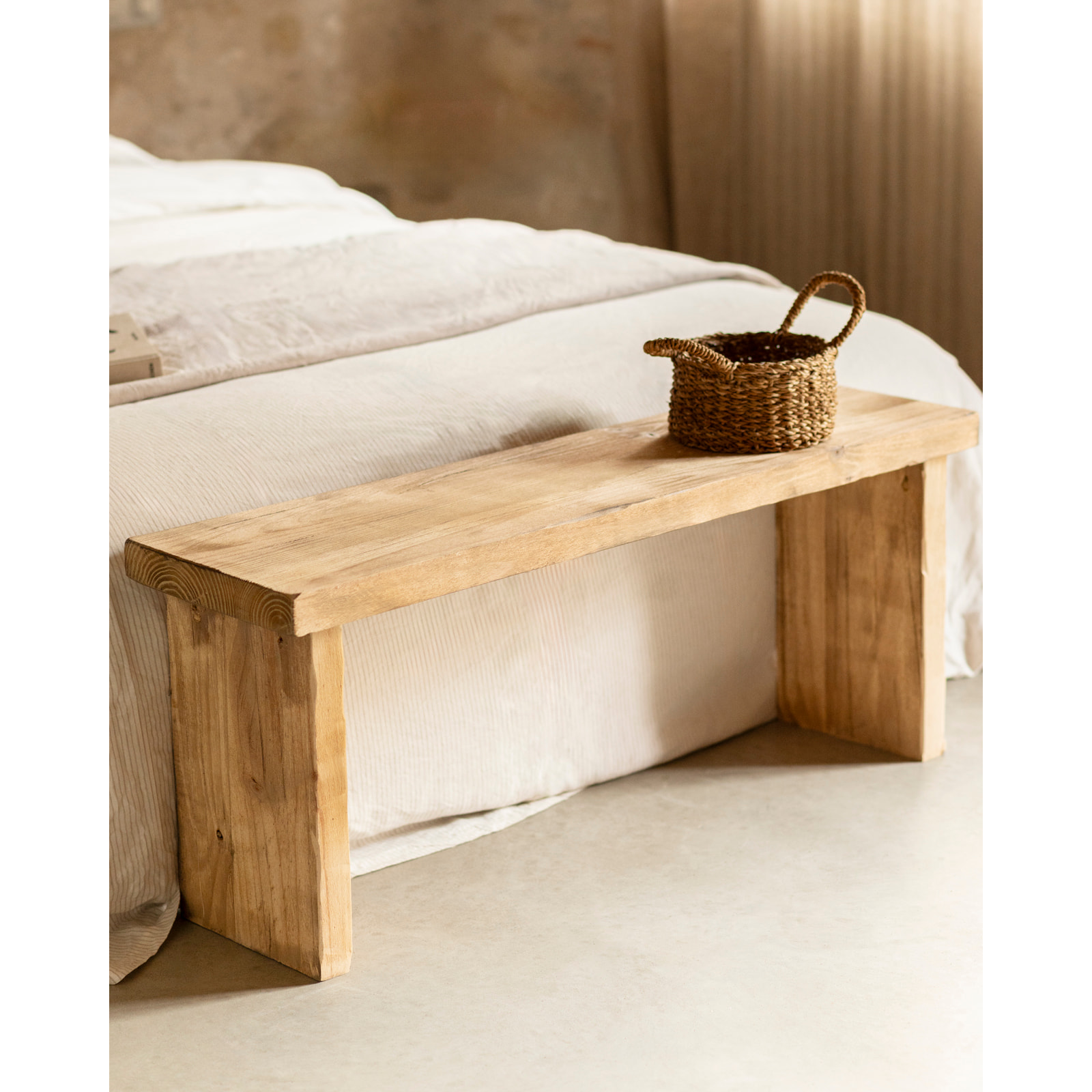Banco rústico de madera maciza de 109x45cm Alto: 45 Largo: 109 Ancho: 29