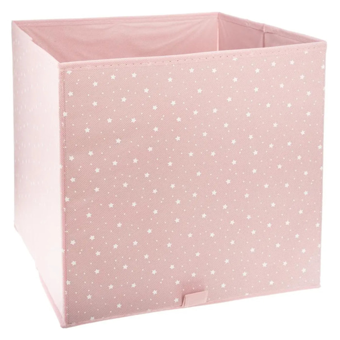 Bac de rangement "Etoile" rose 29x29cm