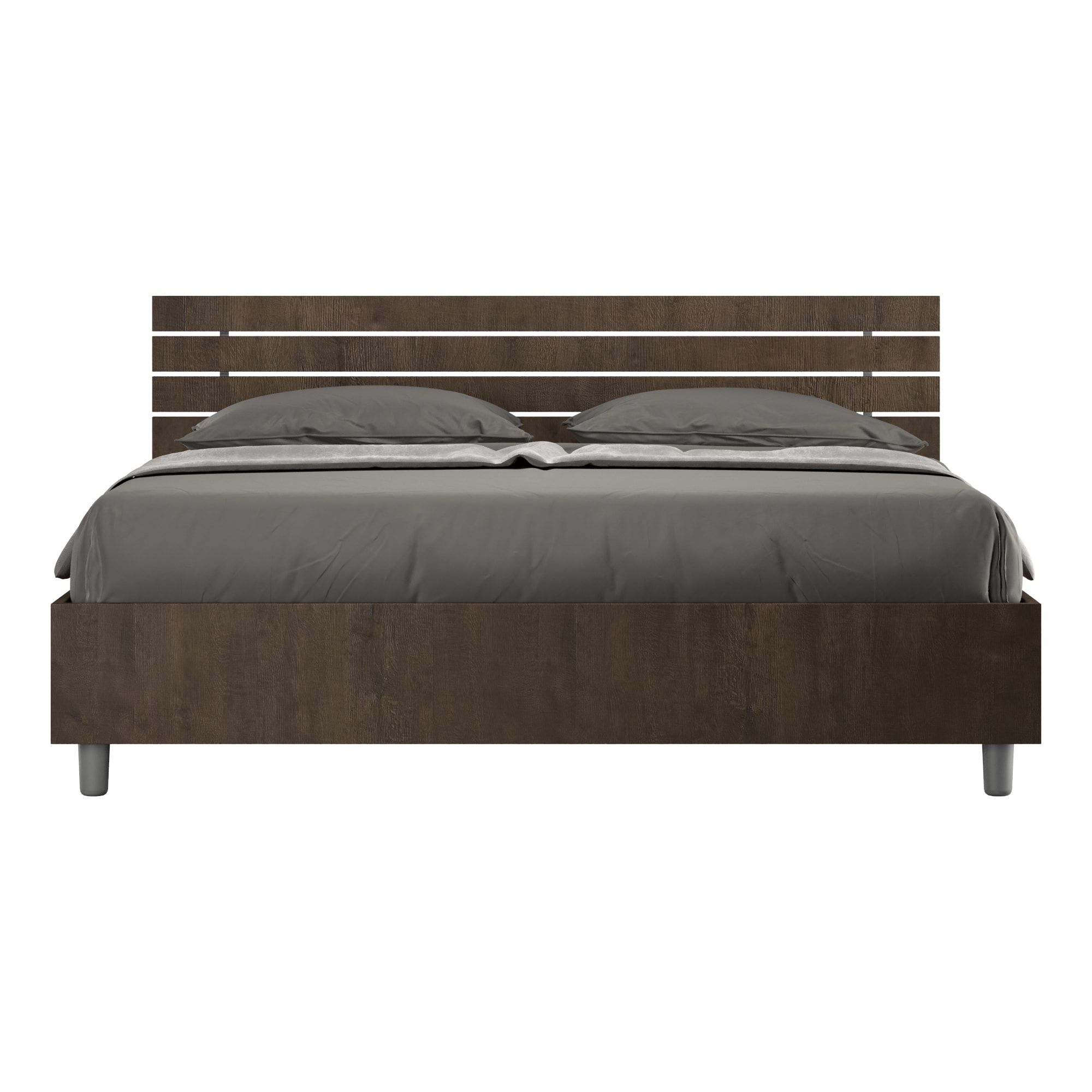 Letto matrimoniale senza rete 160x190 testata dritta con doghe noce Ankel