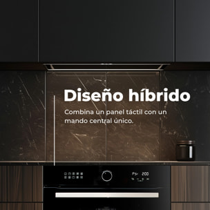 EVVO Horno H30 Pyro, 81L, clase A, 11 programas, pirólisis, display táctil digital, temporizador, puerta triple cristal, negro.