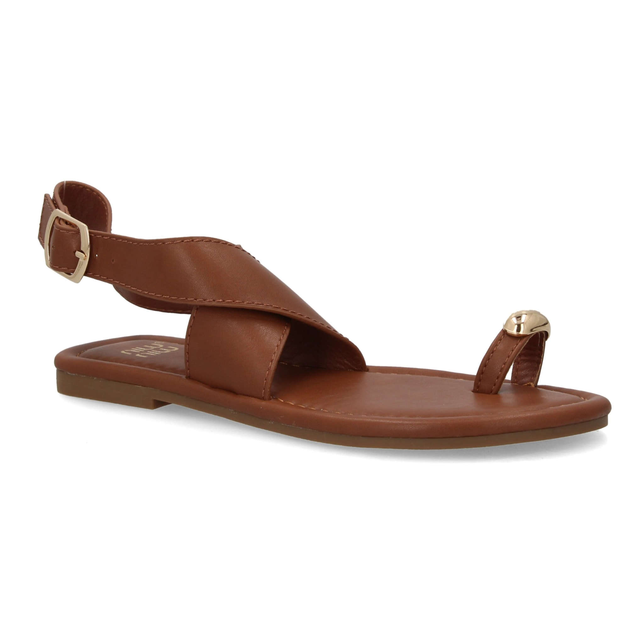 Sandalias planas elegantes mujer con adorno metálico.