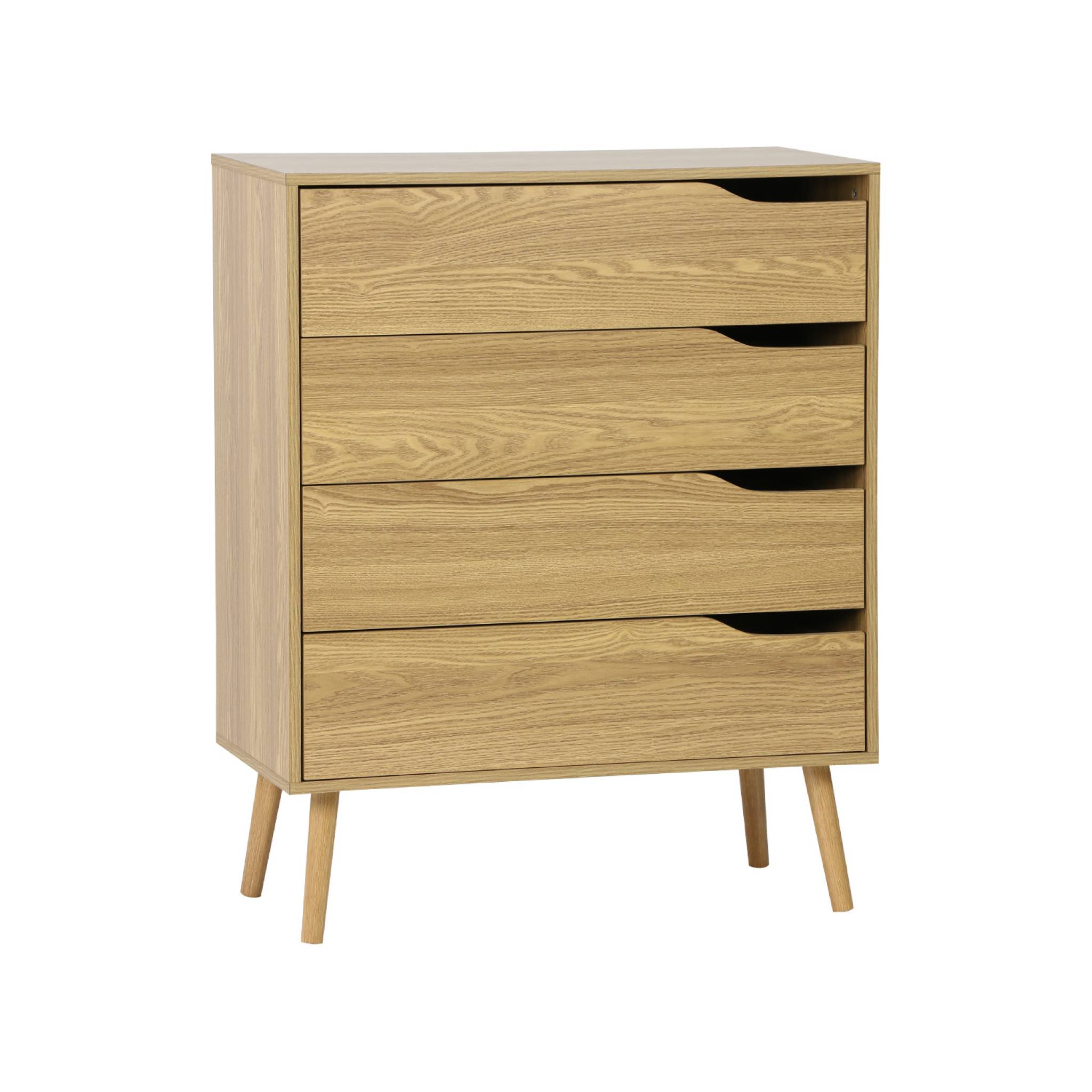 Commode effet frêne. 4 tiroirs. pieds en pin massif